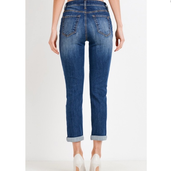 🆕 High Waist Skinny Straight Leg Ripped Busted Knee Boyfriend Jeans - Picture 6 of 6